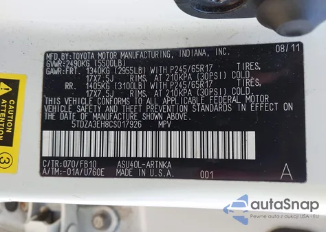 2012 Toyota Highlander from USA, damaged, VIN 5TDZA3EH8CS017926